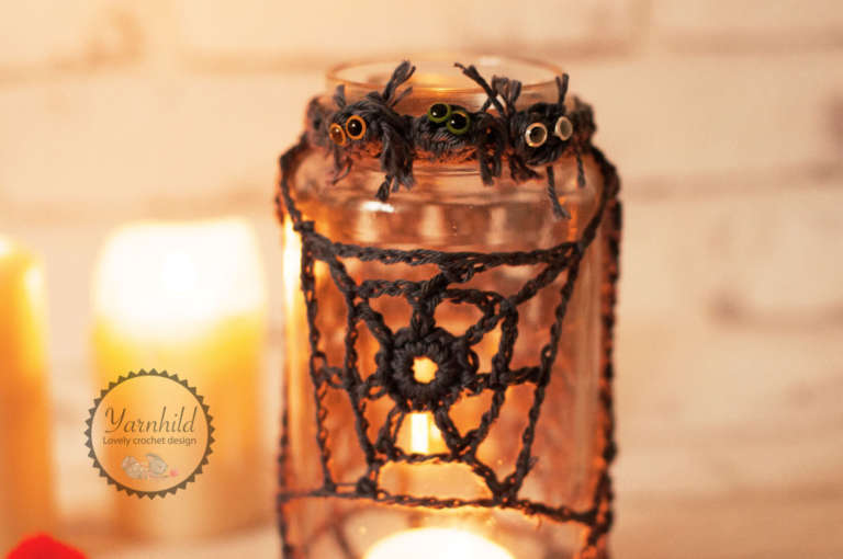 Crochet Halloween Spider Jar Cozy