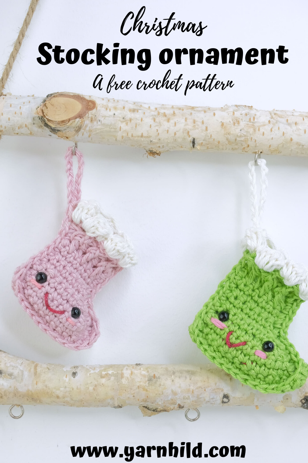 Christmas stocking ornament — A free crochet pattern