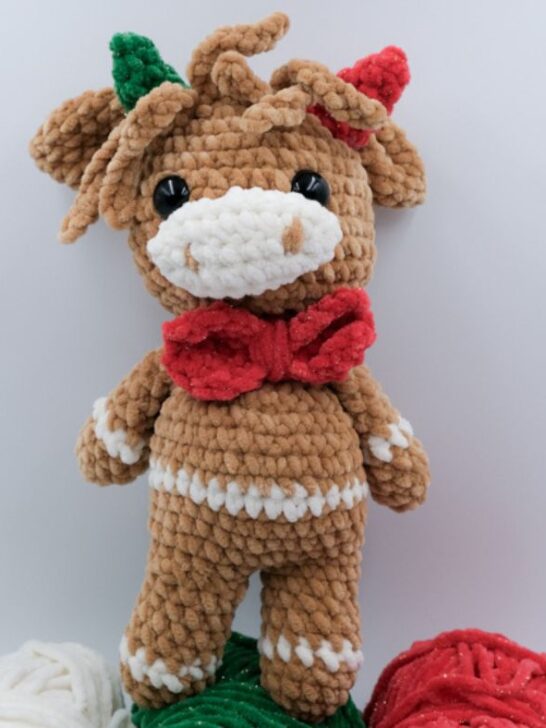 crochet gingerbread highland cow, Molly by Yarnhild
