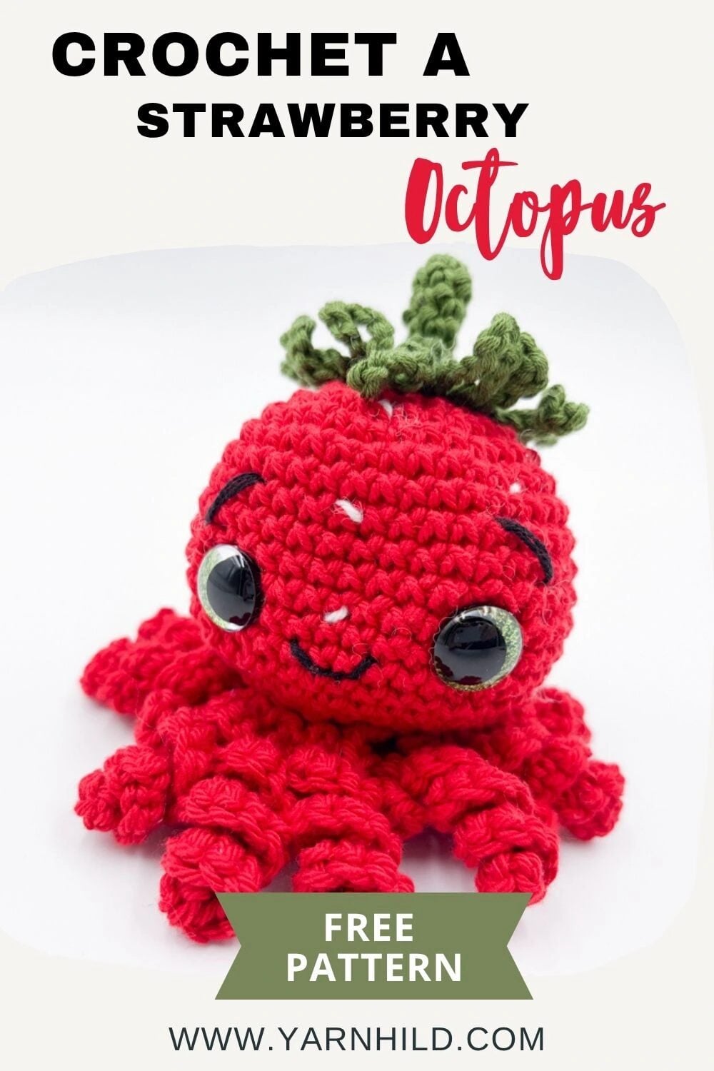 Crochet Strawberry Octopus Free Pattern. Cute Amigurumi Crochet Plush